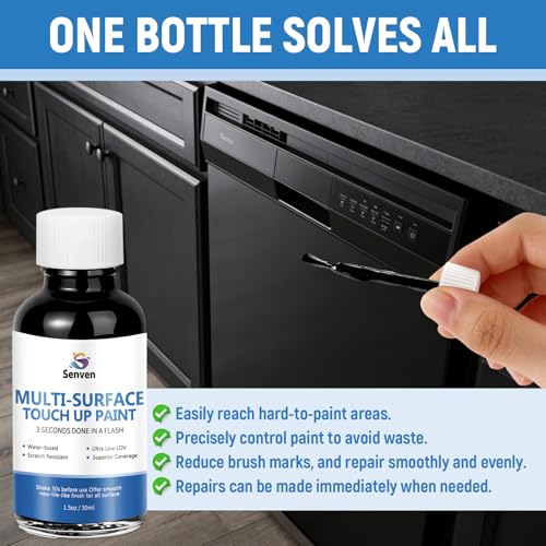 Black Touch Up Paint High-Gloss Black Multi Surface Acrylic Touch Up Paint Pen Scratch Repair for Metal,Wall,Cabinets,Appliances,Wood,Door,Furniture,Enamel 1.5 Fl Oz - color: Black
