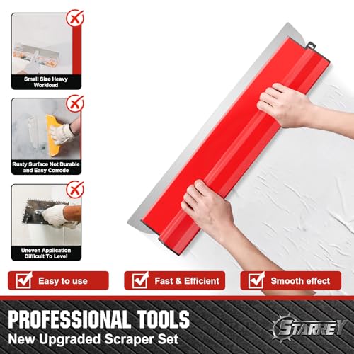 24 Inch Drywall Skimming Blade 0.3mm Stainless Steel Blade Ergonomically Designed Grip Drywall Knife for Drywall Plaster Wallboard (24"/60CM)
