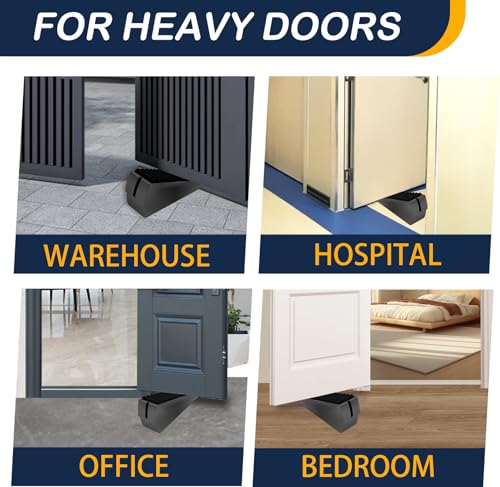 Strongest Door Stopper for Bottom of Door, Heavy Duty Door Stop Wedge Made of Premium Quality Zinc and Rubber Suits Any Heavy Door Any Smooth Floor - size: Black-Adjustable