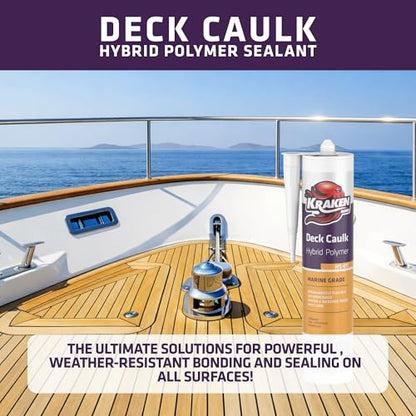 Kraken Bond Black Marine Sealant 5200 - (12x9.8 Fl. Oz) Fast Dry UV Resistant Marine Grade Caulk, Low Odor, Paintable, Waterproof for Boat Maintenance and All Weather Conditions, 12 Pack - size: 12 Pack