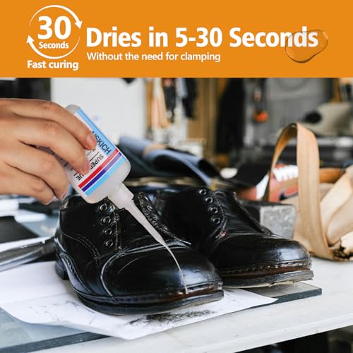 Super Glue for Shoe with Anti Clog Cap.6 X 1 Fl Oz,Ca Glue - Clear Shoe Glue Sole Repair,Waterproof Sneaker Glues for Rubber Soles,Boot,Leather, Heels,Tennis,Strong Boot Fix,Insole Adhesive - style: Shoe-Glue