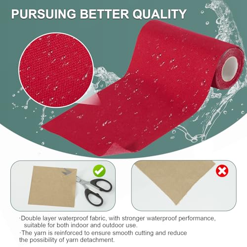 Linen Canvas Repair Tape, 4×63 Inches Red Waterproof Self-Adhesive Patch for Outdoor Gear, Durable Fabric Tape for Boat Covers, Tents, Couch,Sofas, Sun Shades, Awnings, and Lounge Chairs - color: Red