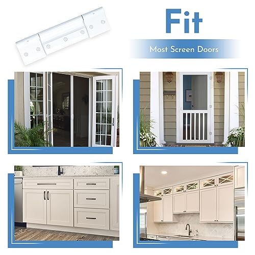 3Pack Screen Door Hinges, White Aluminum 1/8 in. Grooved Center Screen/Storm Door Hinge Compatible with Most Screen Doors