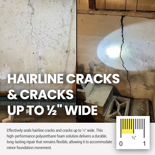 RadonSeal PRO Foundation Crack Repair Kit (30 ft) – Polyurethane Injection Foam for Basement & Concrete Wall Leaks