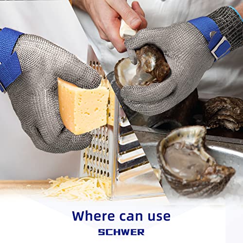 SlicePro ANSI A9 Cut Resistant Glove PR1706, Stainless Steel Mesh Metal Glove, Food Grade for Kitchen Cooking, Butcher Meat Cutting, Oyster Shucking, Mandoline, Fishing (M, 50 pairs) - size: Medium (Pack of 100), style: 1.0 Steel Wire