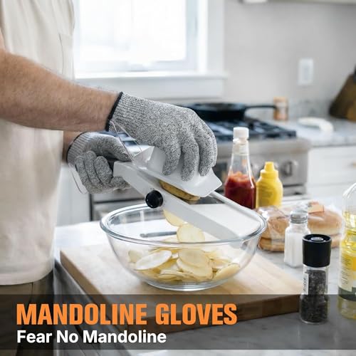 Safe & Savvy Cut Resistant Gloves, 1 Pair, Level 5 Food-Grade & Fiberglass-Free Mandoline Gloves for Oyster Shucking & Meat Cutting, Wood Carving Gloves, Grey, Machine Washable (Small) - size: Small