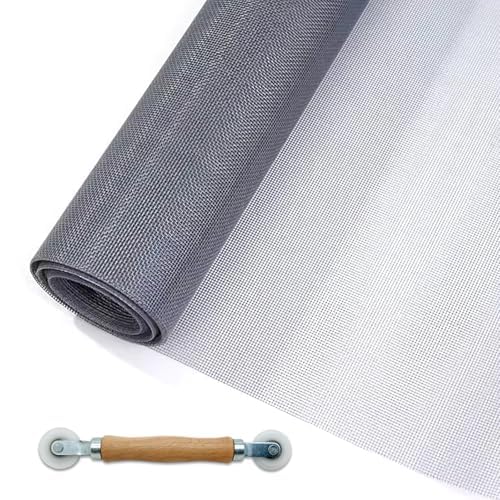 MAISHI 36" x 86" Grey Fiberglass Window Screen Mesh (18x16) for Standard Doors and Windows, UV Resistant Replacement Screen Roll, Neutral Grey for Privacy and Soft Light (No Spline Included) - color: Gray, size: 36in × 86in