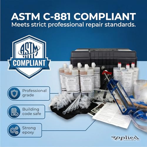 30ft Epoxy Foundation Wall Crack Repair Kit, A-Tech 212 LV Injection System, ASTM C-881 Structural Concrete Crack Repair, Basement Wall Leak Sealant & Foundation Concrete Filler, Tough Waterproof Seal