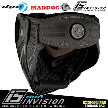 Maddog Dye i5 Thermal Anti-Fog Paintball Airsoft Mask Goggle System Combo with Microfiber Bag | Safety Certified Protection - color: Onyx
