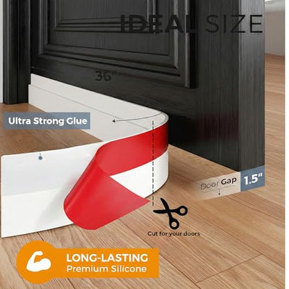 VelTherm Door Draft Stopper - Self-Adhesive Weather Stripping for Energy Saving & Noise Reduction, Easy to Cut & Install, Practical Home Care Gift for Mom, White