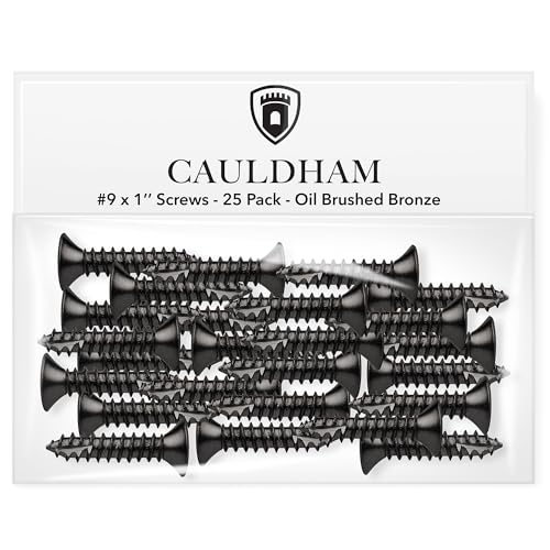 Cauldham Oil Rubbed Bronze Wood Screws #9 x 1 Inch for Door Hinges - 25 Pack - color: Oil Rubbed Bronze