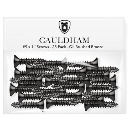 Cauldham Oil Rubbed Bronze Wood Screws #9 x 1 Inch for Door Hinges - 25 Pack - color: Oil Rubbed Bronze