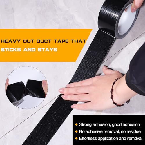 Black Duct Tape Heavy Duty, Waterproof Strong Adhesive Duct Tape for Indoor Outdoor Repairs Packaging Arts Crafts Projects, Tear by Hand 2 Inch x 20 Yards - color: Black