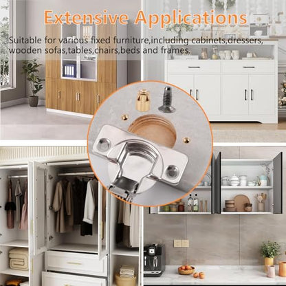 Durable and Robust 6mm Expansion Metal Hinge Dowel Inserts with Screws–Door Hinge Repair Kit for Secure Cabinet Door Fastening,Pack of 50