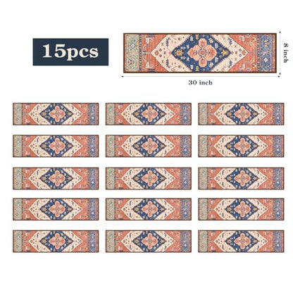 Lahome Stair Treads Non Slip 15 Pack 8" X 30" Stair Treads for Wooden Steps, Washable Self Adhesive Stair Runners Stain Resistant Stair Carpet, Edging Stair Rug for Kids, Elders and Dogs Dorie, Rust - color: Rust