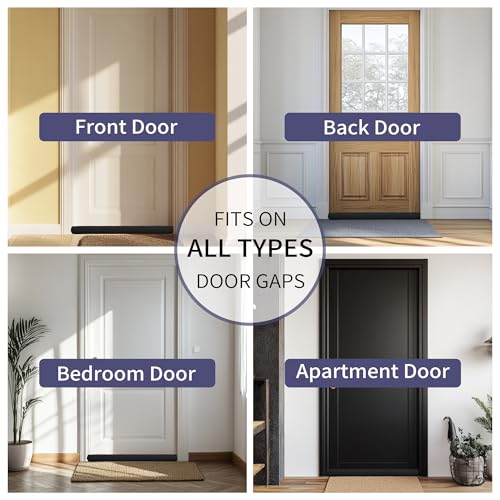 Ciieyuo Premium Velvet Door Draft Stopper, 30'' to 36'' Adjustable Gap Filler, Double-Sided Windproof Seal, Easy Install to Block Noise, Cold Air, Light, Dust, and Drafts - color: Black, size: 30'' to 36''