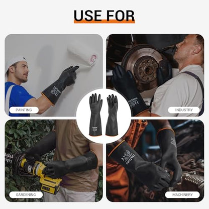 ThxToms 22" Heavy Duty Chemical Resistant Latex Rubber Gloves, Waterproof Long Cleaning Gloves for Industrial Cleaning, Gardening, Oil, Acid & Alkali Resistance, 1 Pair - color: 22"