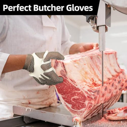 Schwer ProGuard-X A9 Cut Resistant Stainless Steel Metal Mesh Chainmail Glove PM5201 Butcher Glove for Meat Cutting Food Processing Knife Sharpening Oyster Shucking Kitchen Fish Fillet, S - size: Small
