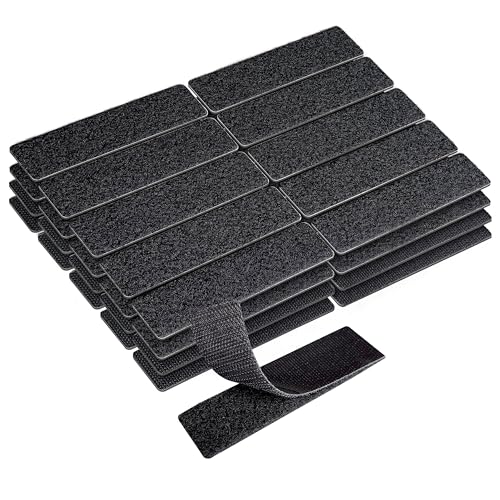 KING MOUNTAIN 1x4 Inch Hook and Loop Strips, 20 Sets Nylon Self Adhesive Tape, Double Sided Strong Back Adhesive Tape and Dots for Office, Home and Crafting, Heavy Duty, Black - size: 1*4in, style: Black Tape