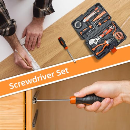 Home Repair Partner Home Hand Tool Kit And Portable Toolbox Include Wrench,Utility Knife,Screwdriver.Multi Functional Home Tool Set For House,Garage,College Dorm And Office Covering Multiple Scenarios - size: 8 pcs