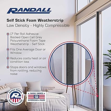 Self Stick Foam Weatherstrip (1/4" Thick x 3/4" Wide x 17'L) - size: 1/4" Thick x 3/4" Wide x 17'L