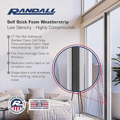 Self Stick Foam Weatherstrip (1/4" Thick x 3/4" Wide x 17'L) - size: 1/4" Thick x 3/4" Wide x 17'L