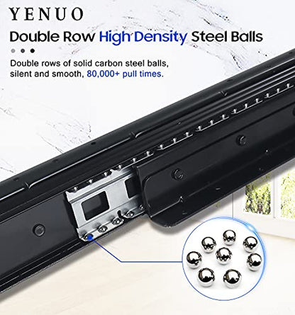 YENUO Undermount Heavy Duty Drawer Slides Full Extension Bottom Mounted 16 24 32 40 Inch Hidden Under Ball Bearing Metal Rails Track Guide Glide Runners 250 Lb 1 Pair (Bottom Mounted, 16 Inch(400mm)) - size: 16 Inch, style: Load: 250 lb – Bottom Mount