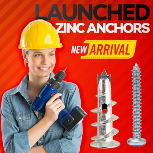 CrimsonMark 120Pcs Zinc Self Drilling Drywall Anchors and Screws kit #8 x 1-1/4”- Metal Wall Anchors for Drywall Heavy Duty, Holds Upto 50lbs – No Drill Hole Required with Dry Wall Screws and Anchors