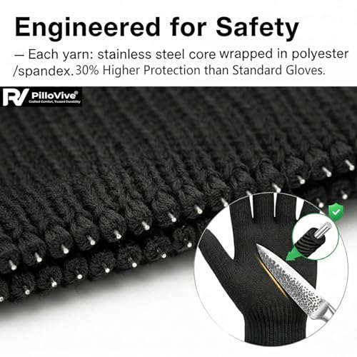 5Pairs Cut Resistant Gloves Food Grade Level 5 Protection,Safety Cutting Gloves with Stainless Steel Wire for Kitchen Chefs Butchers Meat Cutting Mandoline Oyster Shucking Garden Wood Carving, L - color: 5pairs Black