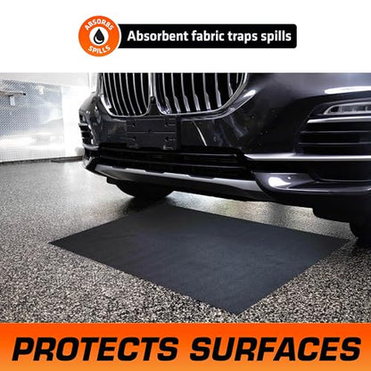 Armor All Premium Maintenance Mat Oil Spill Garage Floor Mat, (30" x 59") (2-Pack), Absorbent, Waterproof, Contains Liquids, Protects Garage Surface or Driveway, Reusable, Washable, Durable (USA Made) - size: 30" X 59" (Rectangular) (2-pack)