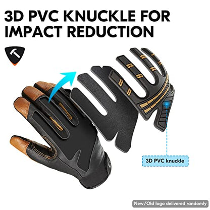 Vgo... -4℉ or above Winter Waterproof High Dexterity Heavy Duty Mechanic Glove, Anti-vibration, Anti-abrasion, Touchscreen (1 Pair,M,Brown,GA8954FW) - color: Brown, size: Medium