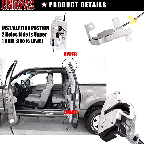 Door Lock Latch Assembly w/Cable Compatible with Ford F-150 Extended Cab 2004-2008 Driver Door Rear Left Lower&Upper Latch 6L3Z18264A01B - size: F150 04-08 Rear Left