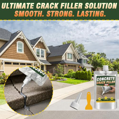 Concrete Crack Filler, High Elasticity Cement Crack Waterproof, Self Leveling Concrete Crack Filler for Driveway, Walkway, Patio, Joint, Indoor and Outdoor - Grey - size: 200g
