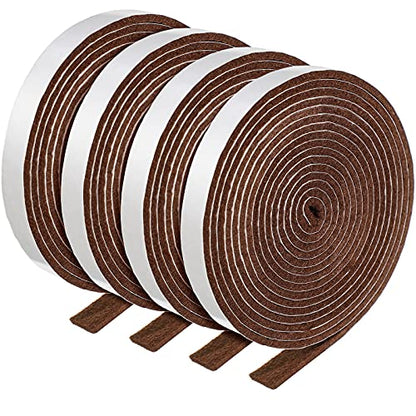 Zonon 4 Rolls 120 Inch Felt Strip with Adhesive Backing Felt Tapes Furniture Strip Rolls Self Stick Heavy Duty Polyester for Protecting Furniture and DIY Adhesive(Dark Brown,0.5 Inch) - color: Dark Brown, size: 0.5 Inch