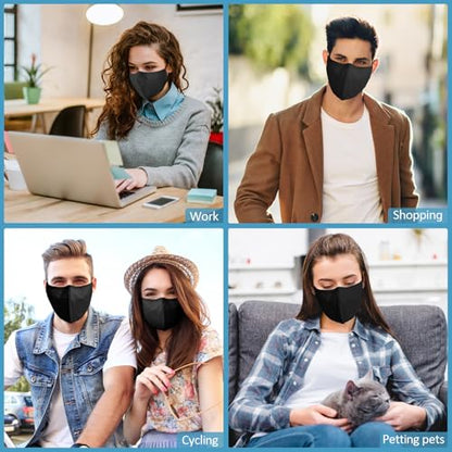 18 Pack Reusable Cloth Face Masks Washable Cotton Face Mask Adjustable Breathable Fabric Mask - color: Black
