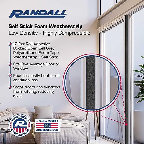 Self Stick Foam Weatherstrip - Low Density - Highly Compressible (1/2" Thick x 3/4" Wide x 17'L) - size: 1/2" Thick x 3/4" Wide x 17'L