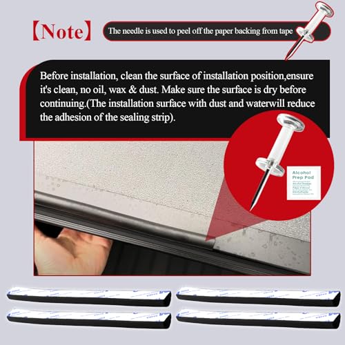 326A0008 Service Kit, 4 pcs 9.84 inch D Shape EPDM Foam Rubber Seal w/Tape, Fits Hard Tri-fold Truck Bed Tonneau Cover/Bulkhead Seal w/Self-Adhesive Rubber for Boat/Auto/RV/Marine/Garage Doors/Window - style: 4 Pcs 9.84Inch