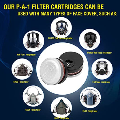Full Face Respirator Mask - Reusable Large Face Gas Mask Professional Breathing Protection Against Dust/Organic Vapor/Formaldehyde/Chemical Perfect for Airbrush, Car Spraying, Sanding, Paint Work