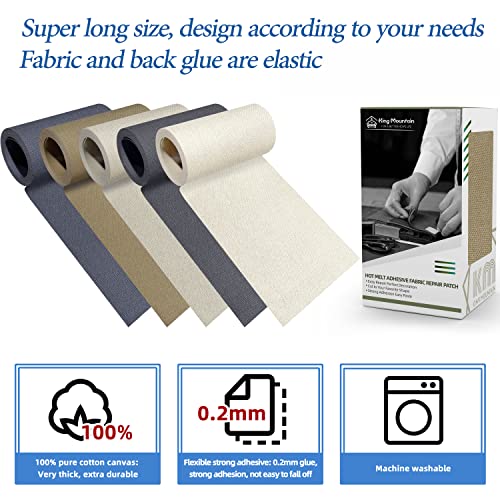 KING MOUNTAIN Canvas Iron on Patch,3"×60",Waterproof 100% Cotton Fabric Repair Patch,Used for Various Sofa,Tent,Clothes,Seats,Suitcases (Light Brown) - color: Light Brown, size: Canvas-3"x60"