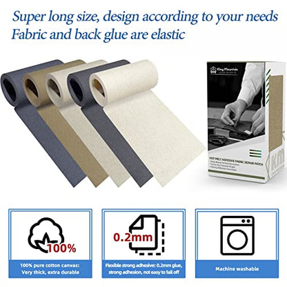 KING MOUNTAIN Canvas Iron on Patch,3"×60",Waterproof 100% Cotton Fabric Repair Patch,Used for Various Sofa,Tent,Clothes,Seats,Suitcases (Light Brown) - color: Light Brown, size: Canvas-3"x60"