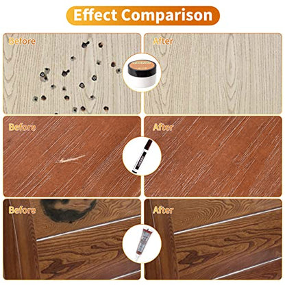 Wood Floor Scratch Repair Kit - 40 Sets - Furniture Repair Kit Wood Markers, Hardwood Repair Kit Wood Filler for Scratches Stains Holes - Touch Up Any Wood, Laminate, Cabinet, Door, Table