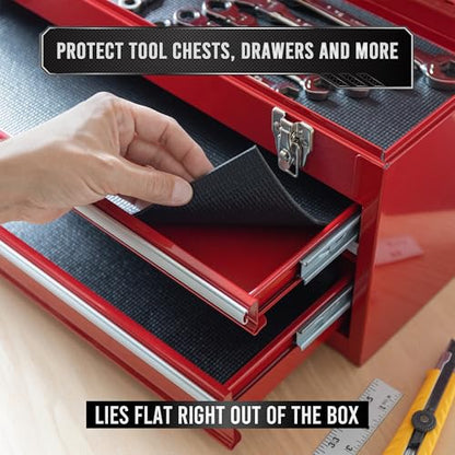 Precision Defined Professional Grade Tool Box Liner, 22 ft x 30", Black | Tool Box Drawer Liner, Shelf Liner Non Slip Mat, Thick Cabinet Shelf Liner, Toolbox Drawer Liner - size: 30"W x 264"L
