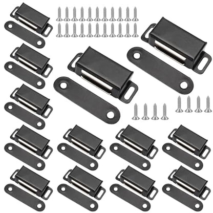 12Pcs Cabinet Door Magnets Catch Magnetic Door Catch, Magnetic Shutter Hardware Drawer Magnet Latch Cabinet Magnets for Closure Cupboard Closet Bathroom(Black) - color: Black