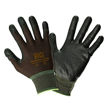 – NiTex P-200 Nylon Nitrile Gloves, Breathable Nitrile Foam Coated Utility Gloves for Insulated Grip, Brown, 3-Pair, Small - color: Brown, size: 3 Pairs (Small)