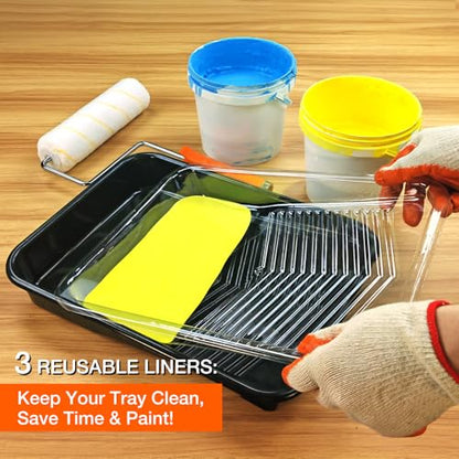 King Origin 18 Pcs Paint Roller Kit - 9" & 4" Paint Roller Covers, Paint Tray with Liners, Brush, Scrapers & Tools | All-in-One Painting Supplies for Walls, Ceilings, DIY Home | Paint Kit for House - color: 18 Pack, 9" & 4" roller