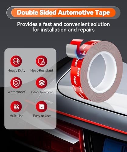 2 Rolls Double Sided Tape Heavy Duty, 15FT Outdoor Heat Resistant Automotive Waterproof Mounting Tape, 0.6In Width Super Strong Adhesion Foam Tape - size: 0.6in Width - 2 Rolls
