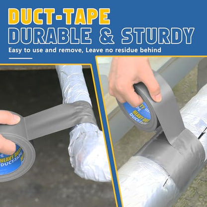 CXYARY 5 Roll Duct Tape Heavy Duty, 2 Inch x 150 Yard, Gray Waterproof Tape Any Weather, No Residue Tape for Strong Repairs, Indoor & Outdoor, Tear by Hand - size: 5 Pack Duct-tape