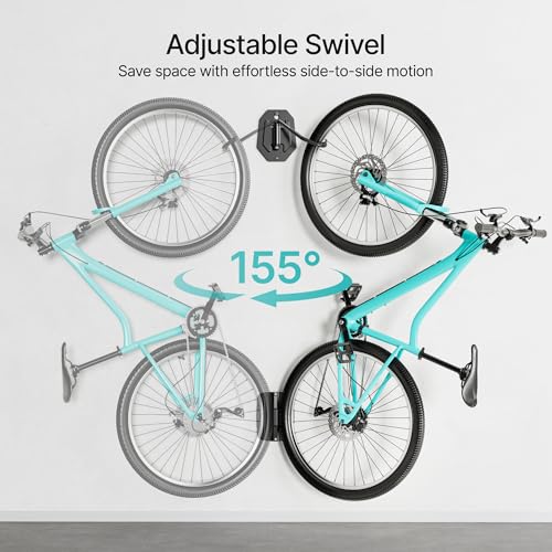 PEGZONE Swivel Bike Wall Mount, Heavy Duty Vertical Bike Rack with Fixed Hooks for Garage Storage, Wall Mounted Bicycle Hangers Holds up to 77 lbs for Indoor, 4 Pack - size: 4 Pack