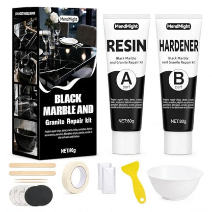 Black Tub&Tile Repair Kit – 5.6 oz Repair Kit for Bathtub, Tile, Countertop – Color-Matched for Black Porcelain, Fiberglass, Marble, Granite – Fix Cracks, Chips, Scratches – Waterproof DIY