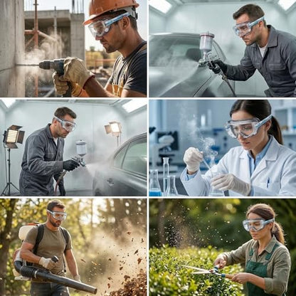 Safety Goggles Over Glasses, Spare Lens Included, ANSI Z87.1 Anti-Fog, Dual Foam Seal, Lab Construction Work Workshop - size: 1 Goggle + 1 Replacement Lens